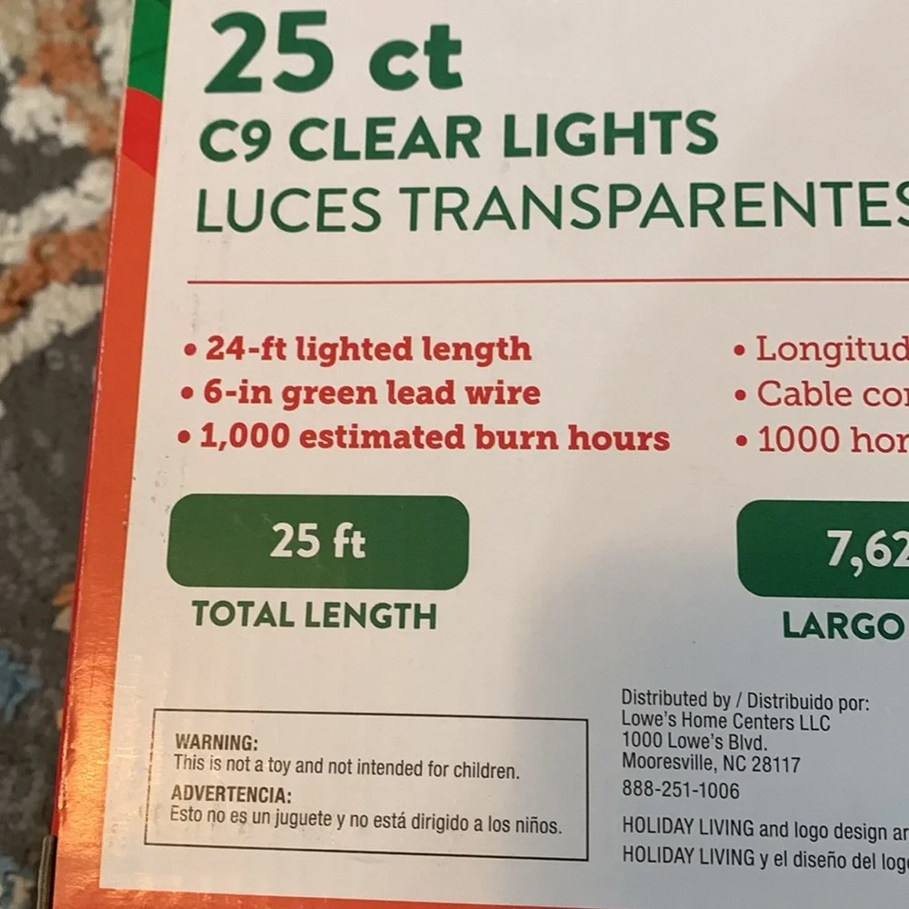 NEW Holiday Living 25Ct C9 Clear‎ Christmas Holiday Incandescent 25Ft